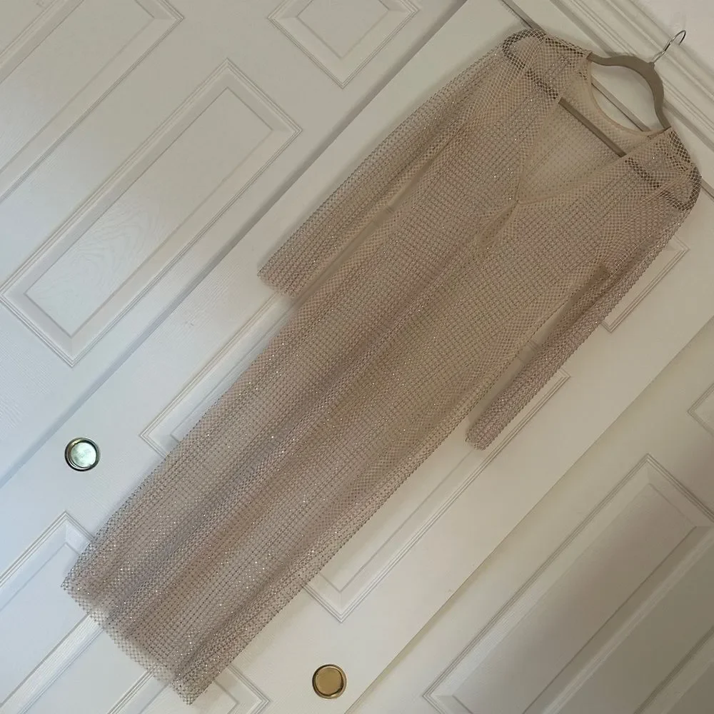 L'AGENCE Sara Mesh Cover-Up Dress In Champagne